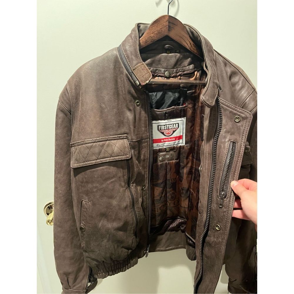 Vintage First Gear Mens Brown Leather Biker Jacket Size XL GREAT CONDITION - Picture 5 of 11